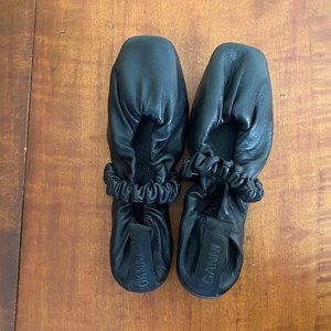 Ganni Scrunchi Ballerina Flats Black Size EU 40